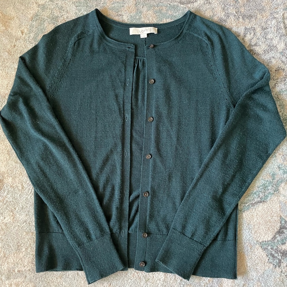 Ann Taylor Loft Teal Cardigan - Small